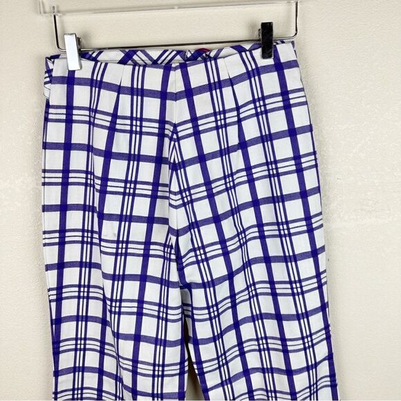 Vntg Purple Plaid Wide Leg 60s Mod Groovy Harry Styles Pants Med - Picture 7 of 9